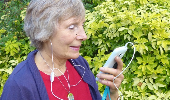 Margaret using In Your Pocket in the garden