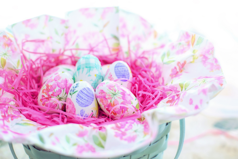 Image of a basket of painted easter eggs