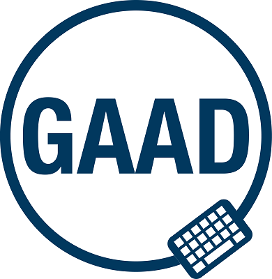 The logo for global accessibility awareness day 2022. The letters G A A D sit inside a circle with a keyboard on the bottom right corner